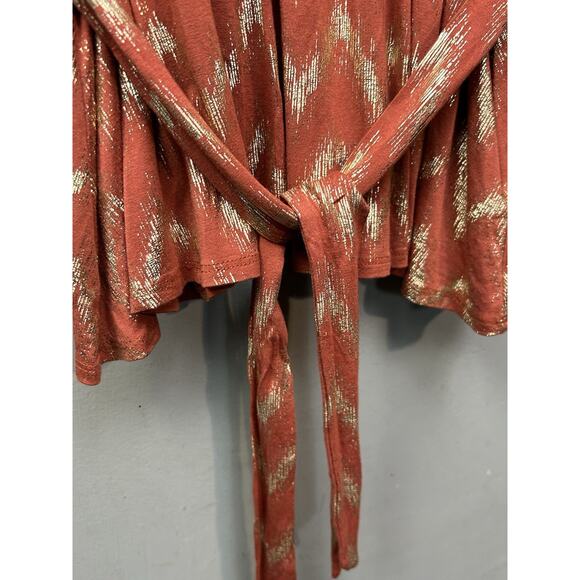 Boston Proper Tank Womens Medium Rust Gold Glitter Shimmer Belted Tie GNO - Picture 5 of 9